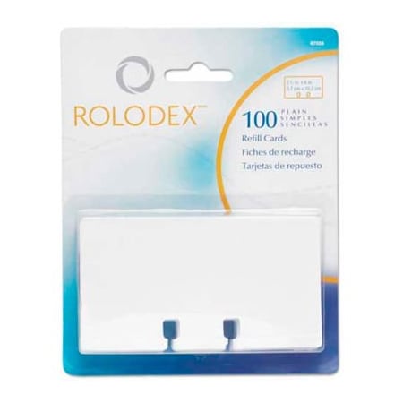 Rolodex Corp Rolodex Plain Unruled Refill Card, 2 1/4 x 4, White, 100 Cards/Pack 71691